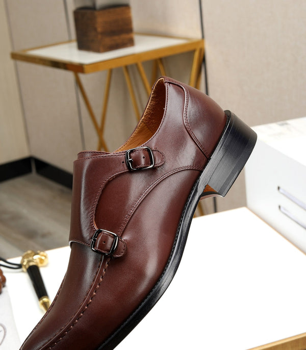HM DOUBLE MONK STRAP RUSSET CALFSKIN