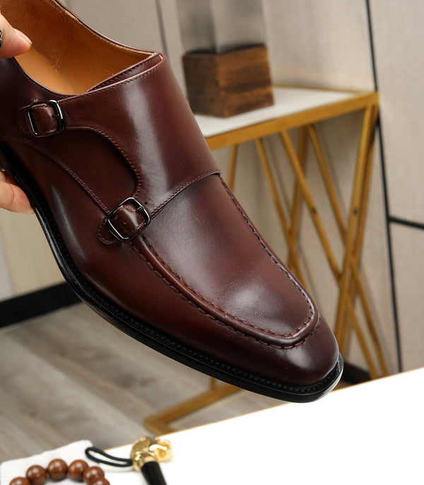HM DOUBLE MONK STRAP RUSSET CALFSKIN