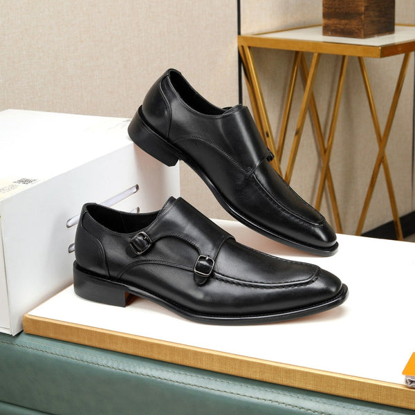 HM DOPPIA CINTURINO MONK IN PELLE DI VITELLO NERA