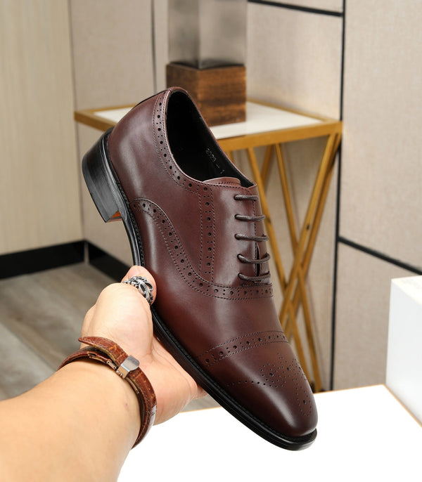HM OXFORD LACE-UP RUSSET WITH PATTERN CALFSKIN
