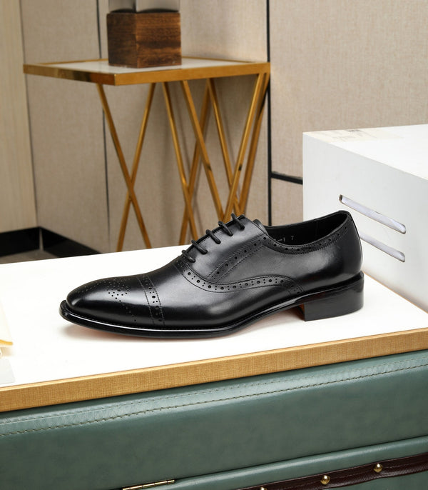 HM OXFORD LACE-UP BLACK WITH PATTERN CALFSKIN