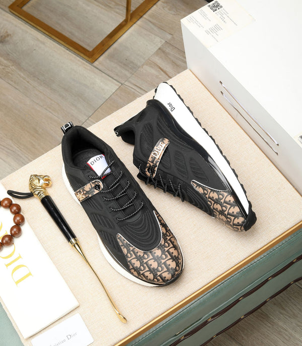 CD RUNNER SNEAKER BLACK AND DUSTY ROSE CALFSKIN