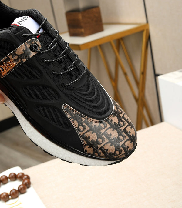 CD RUNNER SNEAKER BLACK AND DUSTY ROSE CALFSKIN