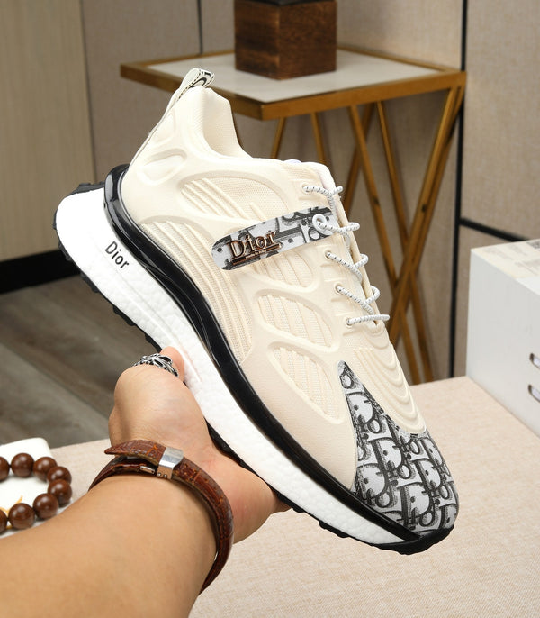 CD RUNNER SNEAKER CREAM AND BLACK CALFSKIN