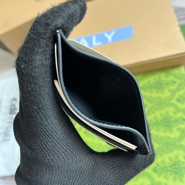 PORTA CARTE GG 11 CON DETTAGLIO GG IN PELLE DI VITELLO NERA