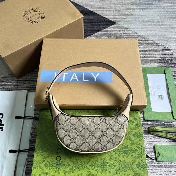 OPHIDIA GG 20 MINI BAG IN KHAKI BEIGE CANVAS