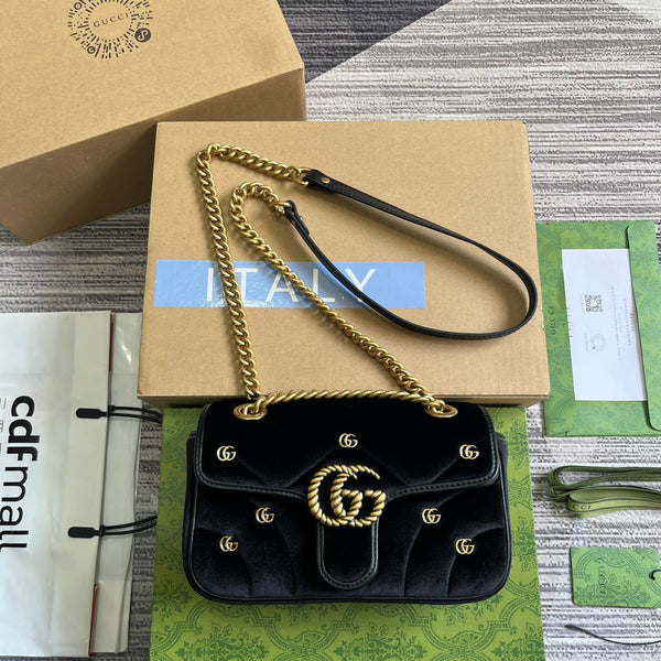 BORSA GG MARMONT MINI 22 IN VELLUTO NERO