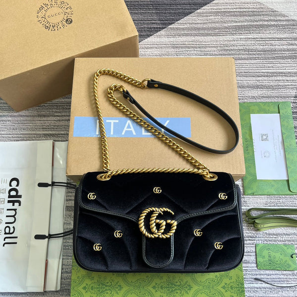 BORSA GG MARMONT MEDIA 26 IN VELLUTO NERO