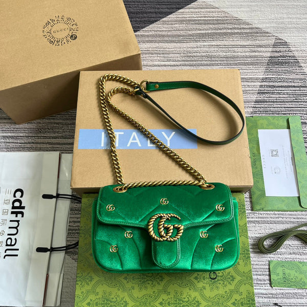 BORSA GG MARMONT MINI 22 IN VELLUTO VERDE FRESCO