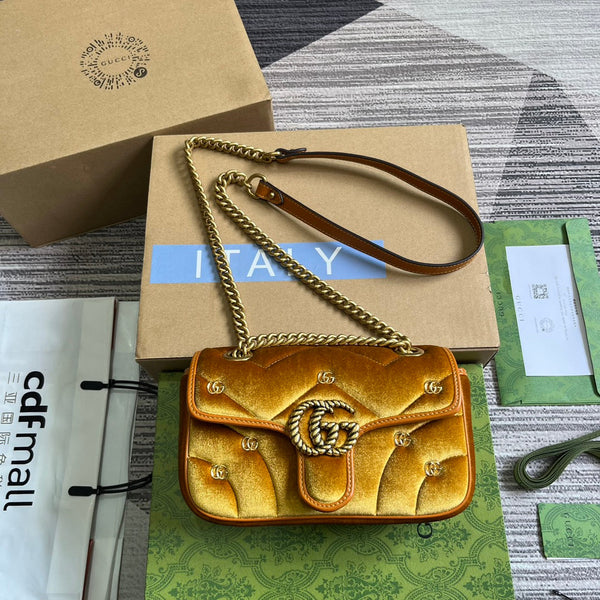 BORSA GG MARMONT MINI 22 IN VELLUTO DORATO