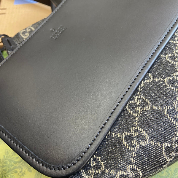 OPHIDIA GG 27 MEDIUM TOTE BAG BLACK DENIM