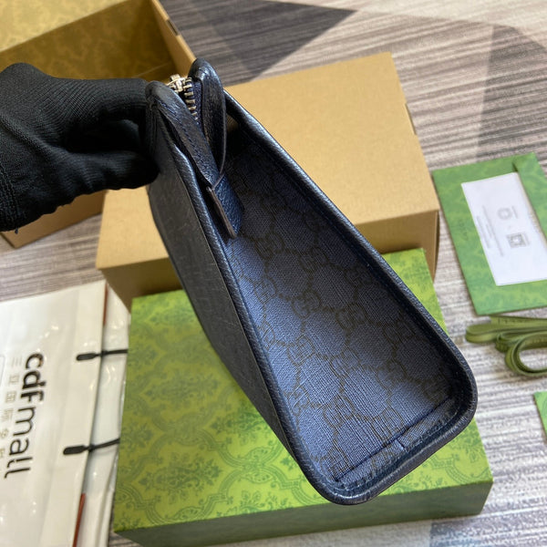 OPHIDIA GG POUCH 28 BLUE AND DARK BLUE CANVAS