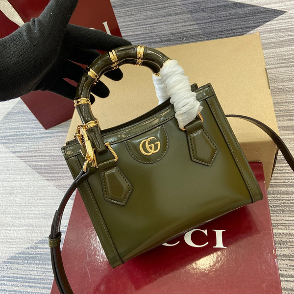 Gucci Bamboo Bag Dark Green Leather 339650