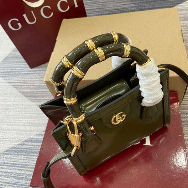 Gucci Bamboo Bag Dark Green Leather 339650