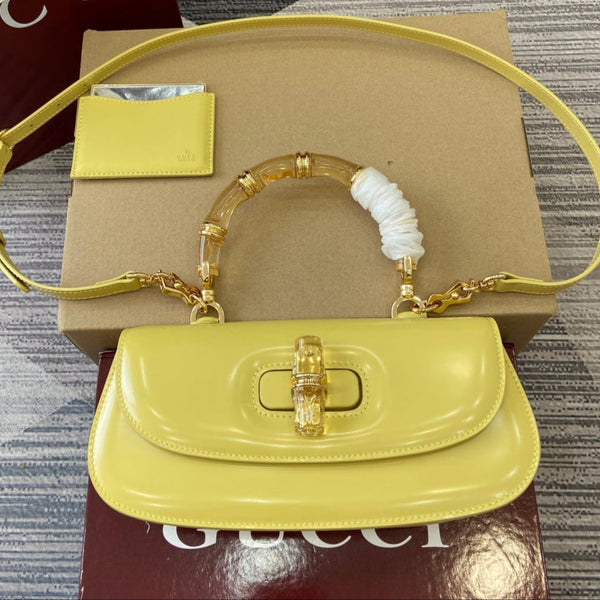 Gucci Bamboo Diva Bag Yellow Leather 339653