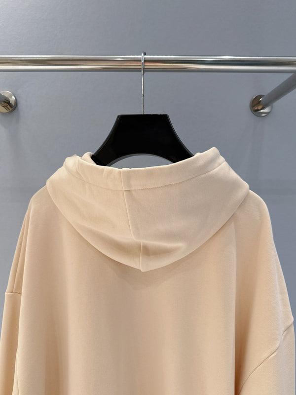 Celine 25 Letter Logo Hooded Pullover Sweatshirt Beige mix Black Cotton