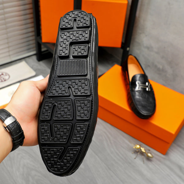 HM PATTERNS LOAFER BLACK EMBOSSED CALFSKIN