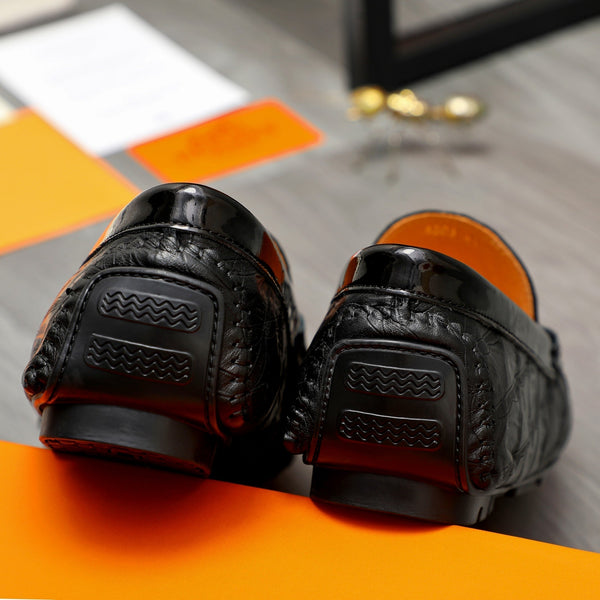 HM PATTERNS LOAFER BLACK EMBOSSED CALFSKIN