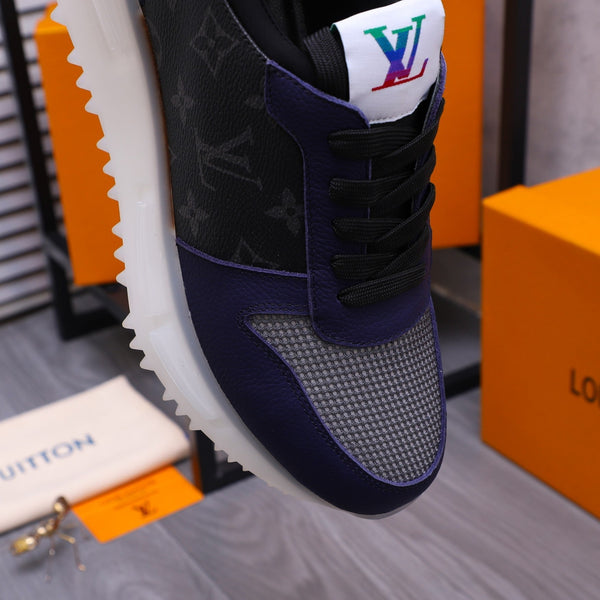LV SNEAKER BLACK MIX NAVY BLUE CALFSKIN AND GREY MESH BREATHABLE