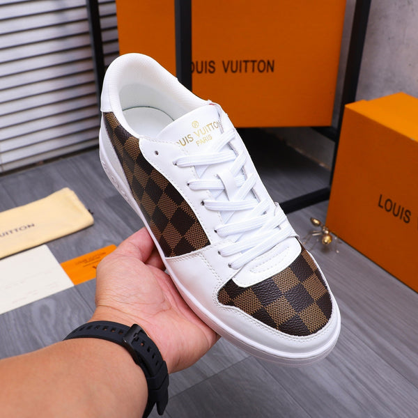 LV TRAINER SHOES IN WHITE MIX BROWN DAMIER CALFSKIN