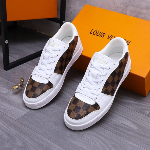 LV TRAINER SHOES IN WHITE MIX BROWN DAMIER CALFSKIN