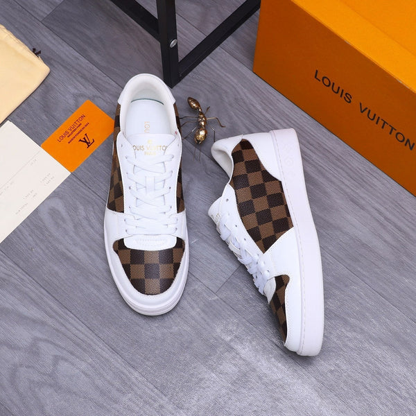 LV TRAINER SHOES IN WHITE MIX BROWN DAMIER CALFSKIN