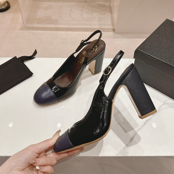 CC 24P SLINGBACKS 95MM BLACK NAVY LAMBSKIN