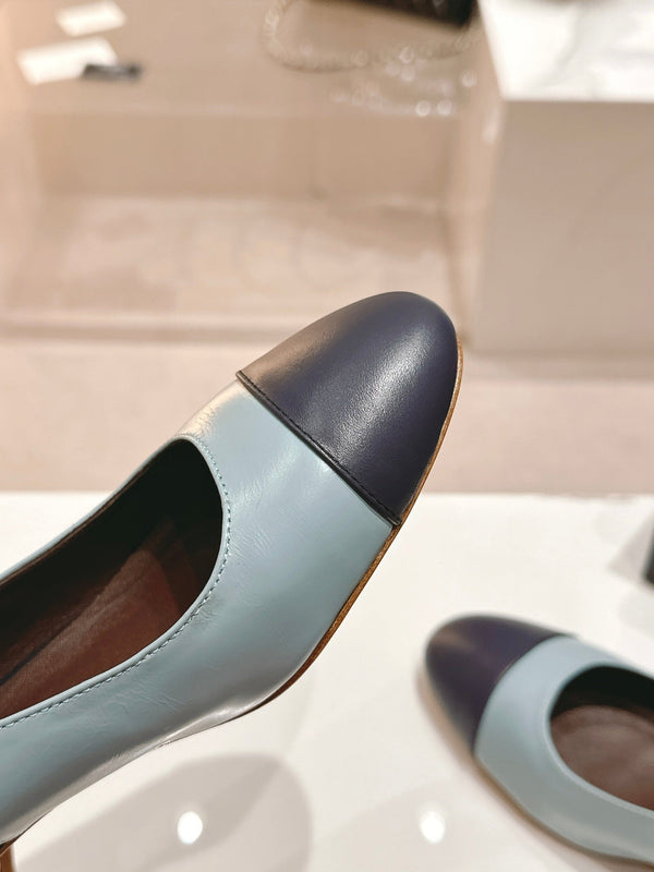 CC 24P SLINGBACKS 45MM TURQUOISE BLACK LAMBSKIN