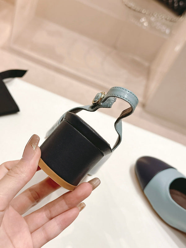 CC 24P SLINGBACKS 45MM TURQUOISE BLACK LAMBSKIN