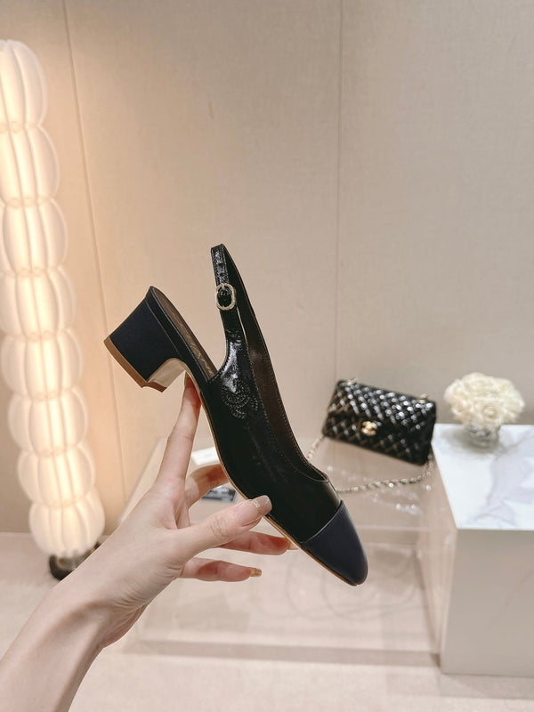 CC 24P SLINGBACKS 45MM BLACK NAVY LAMBSKIN