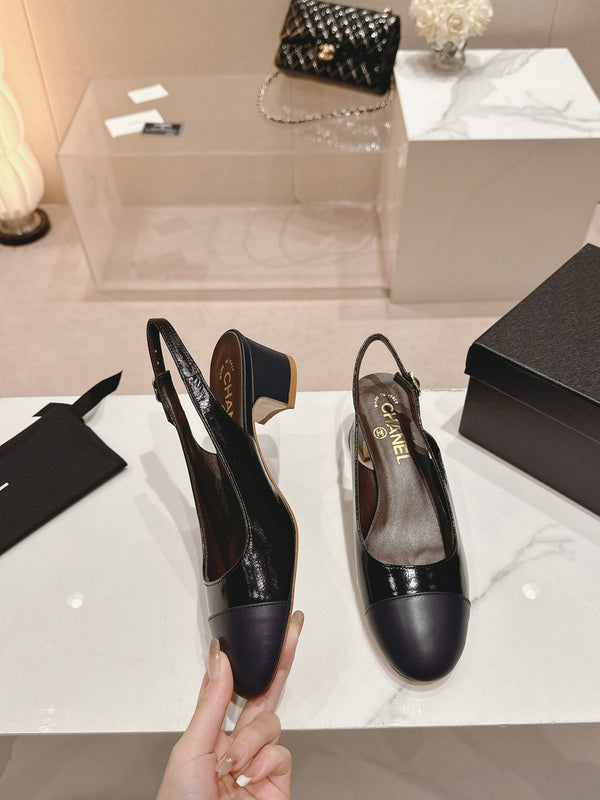 CC 24P SLINGBACKS 45MM BLACK NAVY LAMBSKIN