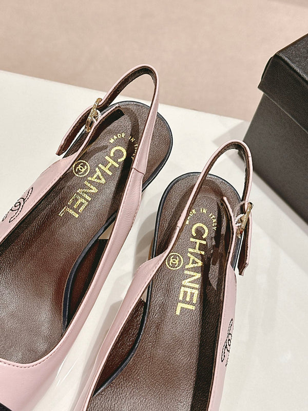 CC 24P SLINGBACKS 45MM PINK BLACK LAMBSKIN