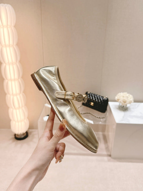 CC MARY JANES GOLD METALIC CALFSKIN LIGHT GOLD METALIC