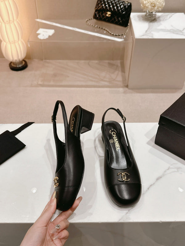 CC 2024 SLINGBACKS 40MM BLACK LAMBSKIN