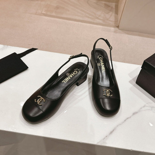 CC 2024 SLINGBACKS 40MM BLACK LAMBSKIN
