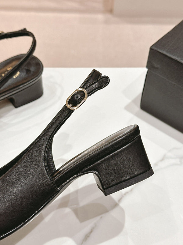 CC 2024 SLINGBACKS 40MM BLACK LAMBSKIN