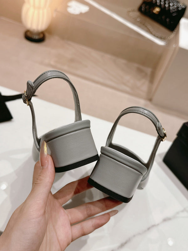 CC 2024 SLINGBACKS 40MM GREY BLACK LAMBSKIN