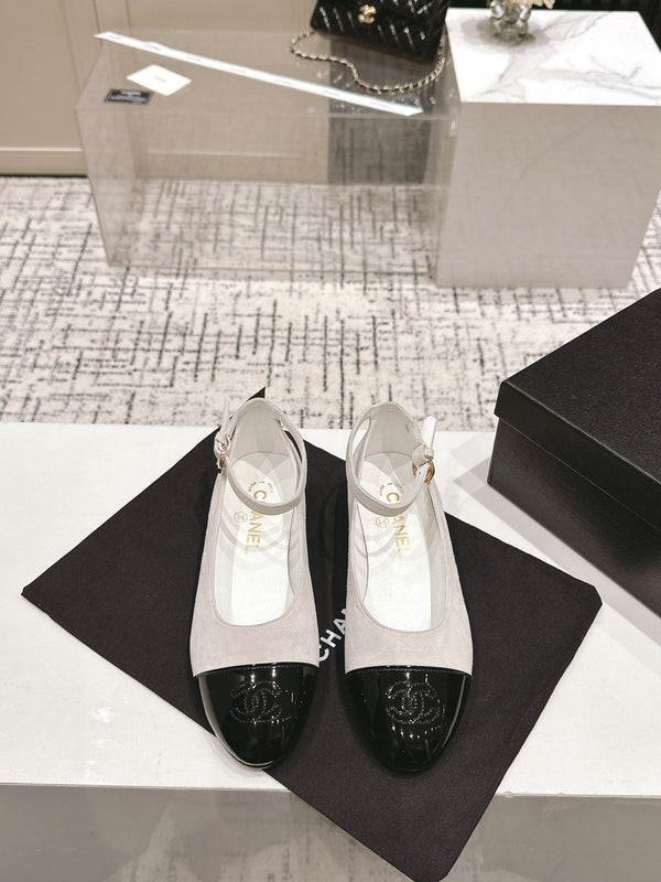 CC Mary Jane White Suede And Cowhide