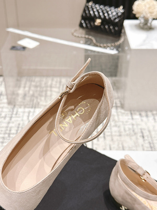 CC Mary Jane Milky Beige Suede And Cowhide