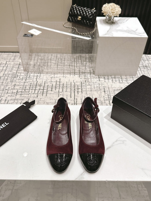 CC Mary Jane Burgundy Suede And Cowhide