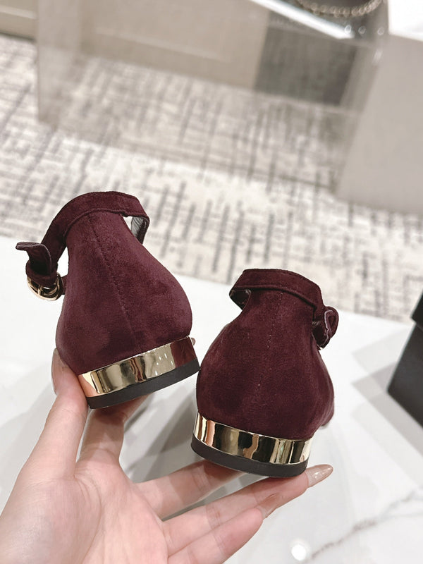 CC Mary Jane Burgundy Suede And Cowhide