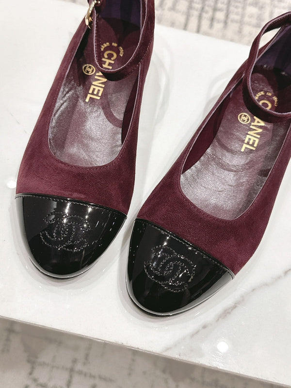 CC Mary Jane Burgundy Suede And Cowhide