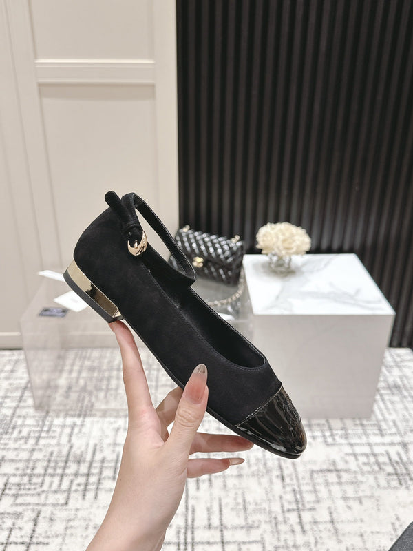 CC Mary Jane in pelle scamosciata e vacchetta nera