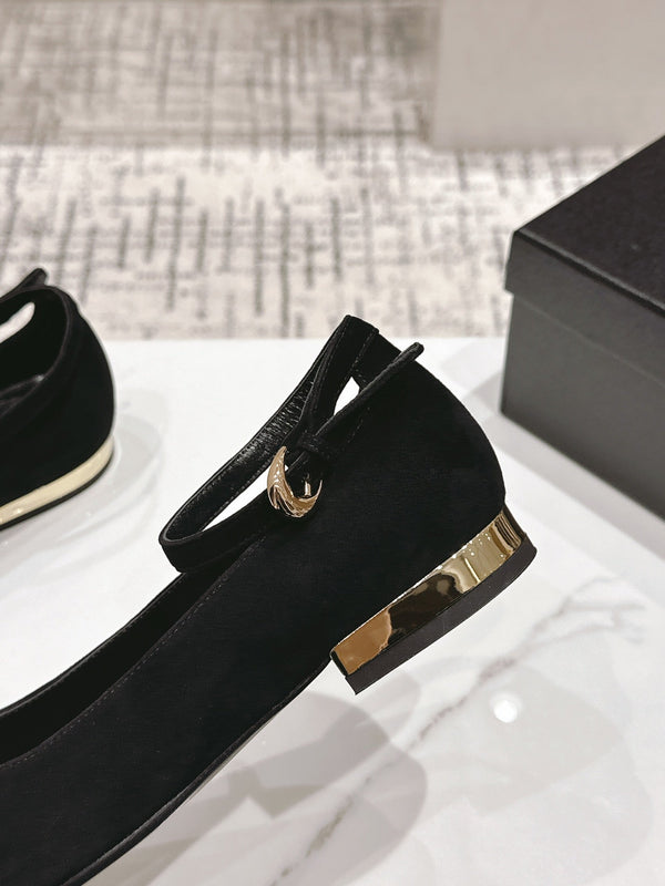 CC Mary Jane in pelle scamosciata e vacchetta nera