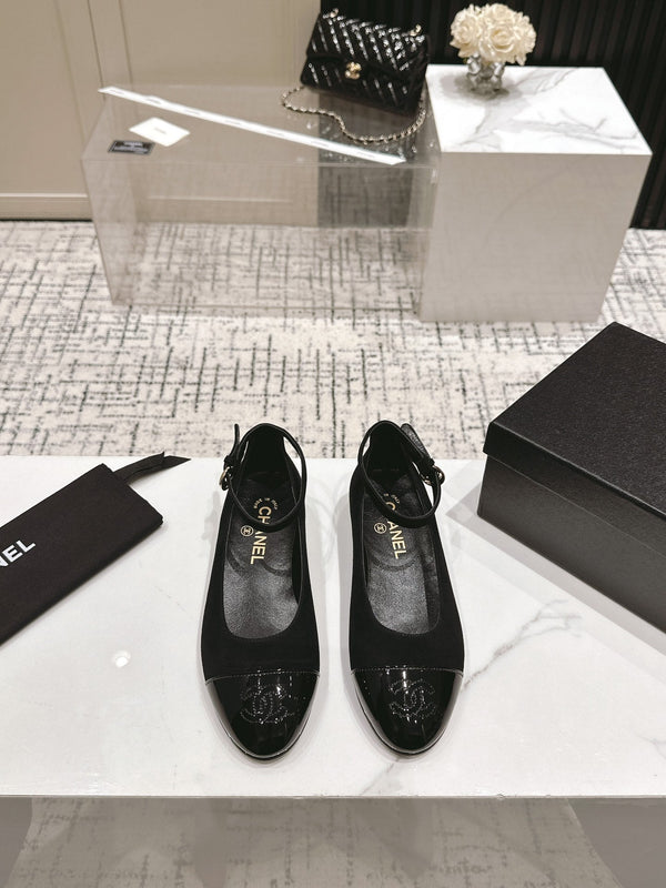 CC Mary Jane in pelle scamosciata e vacchetta nera