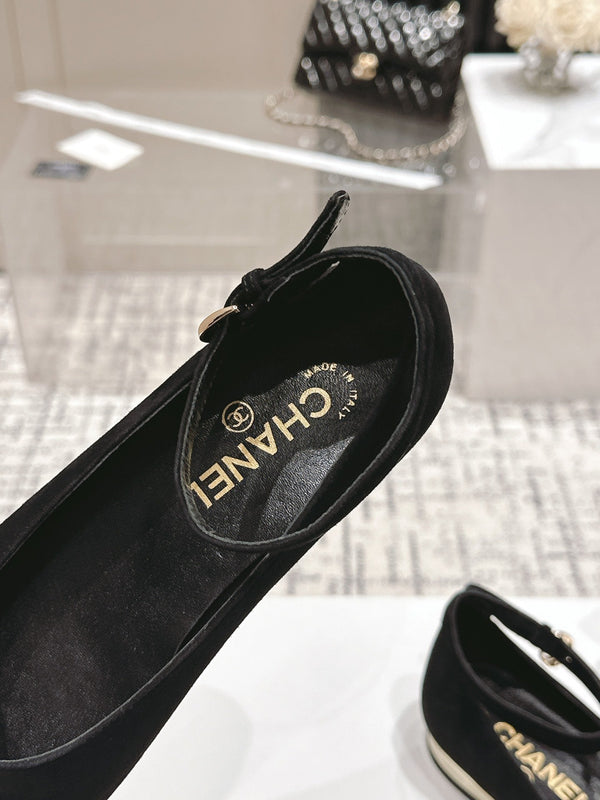 CC Mary Jane in pelle scamosciata e vacchetta nera