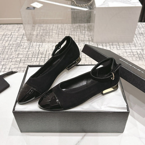 CC Mary Jane in pelle scamosciata e vacchetta nera