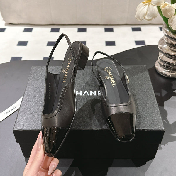 cc 2024k slingback 30mm black pattern calfskin 237500