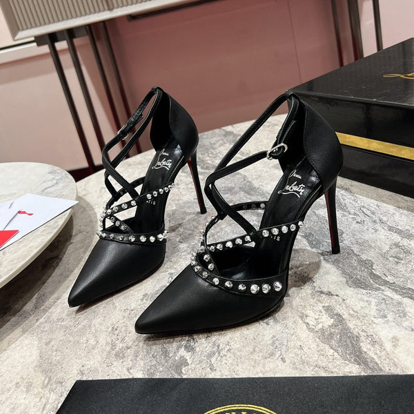 CL Tatooshka Spikes Pump 100mm Nappa Leather Black