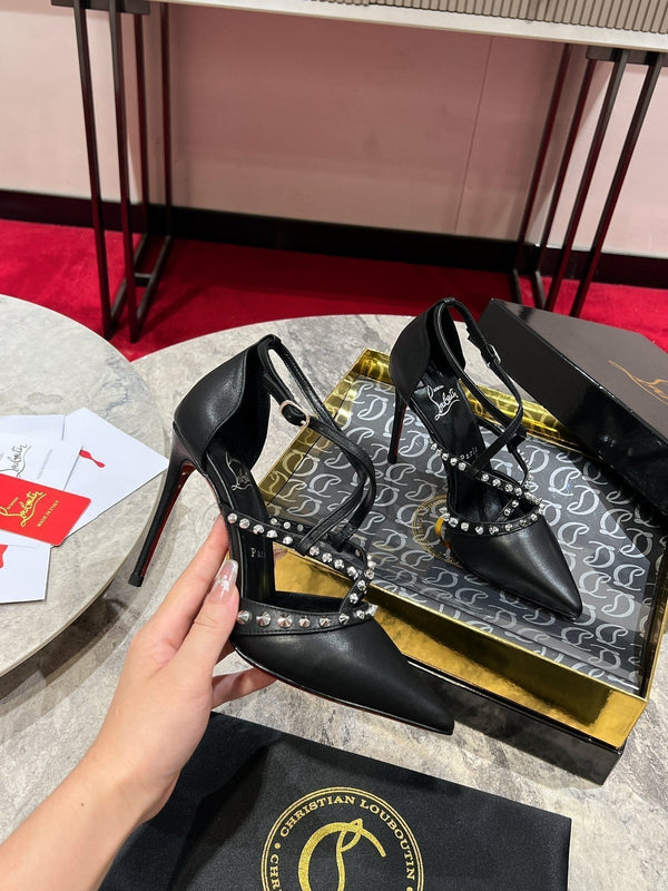 CL Tatooshka Spikes Pump 100mm Nappa Leather Black